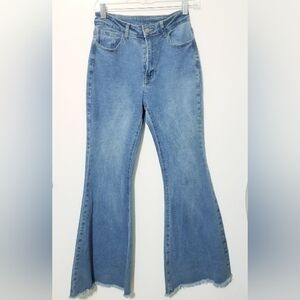 Cider Flared Women's Blue Denim Trumpet Jeans Small Chic Bell Bottom Retro